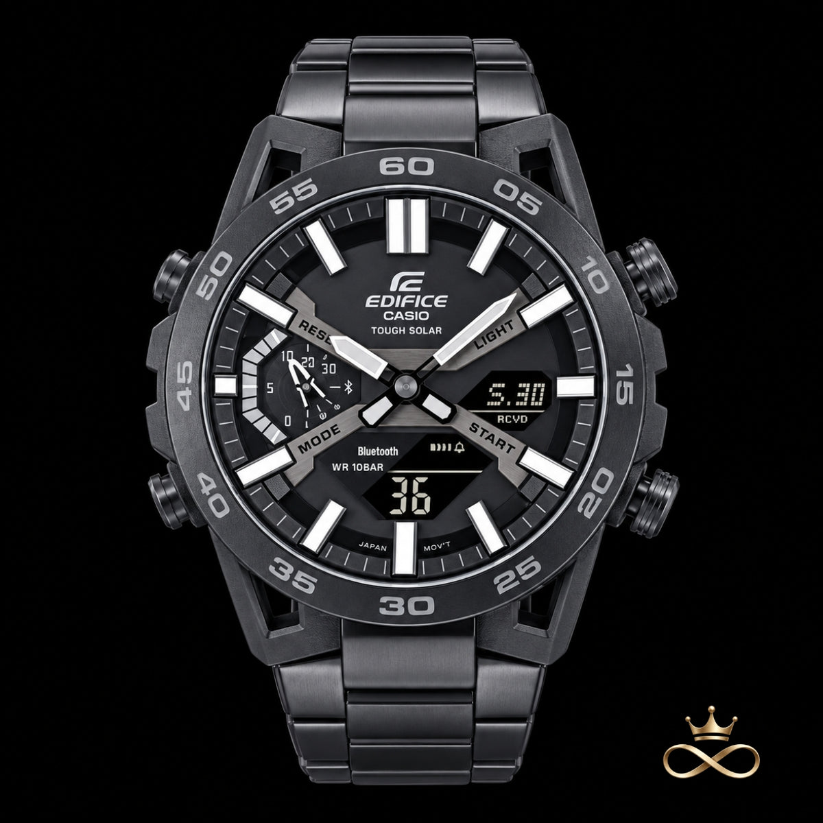 ECB-SX9500B – Stealth Solar Bluetooth Hybrid Watch