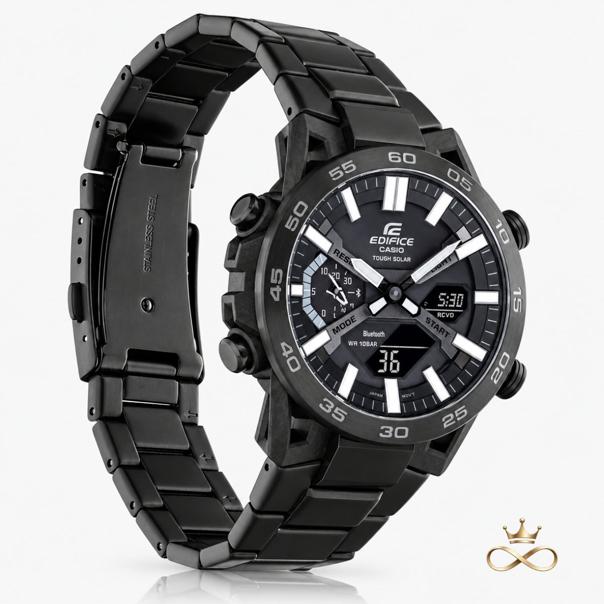 ECB-SX9500B – Stealth Solar Bluetooth Hybrid Watch