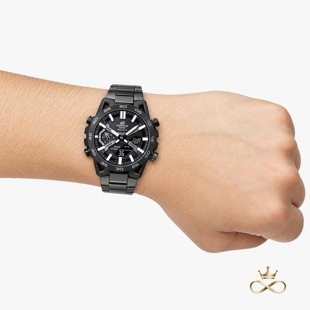ECB-SX9500B – Stealth Solar Bluetooth Hybrid Watch