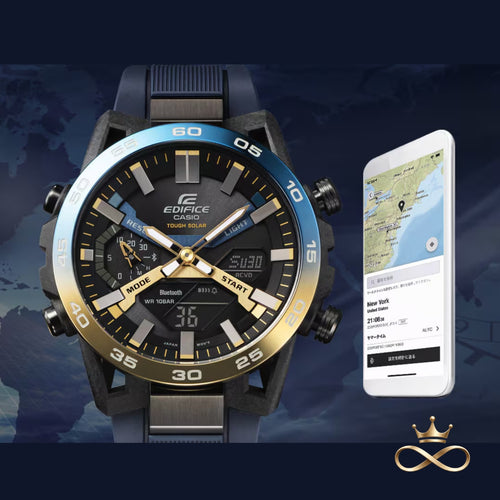 AERONOVA B9™ Blue Gold Smart Solar Hybrid Watch